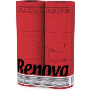 image:imageRenova Red Toilet Paper 3Ply Ideal for Decorating Your Home or Office  Pack of 6 Compact Size Rolls 140 Sheets  Ecolabel Certified  Dermatologically Tested  Septic Safe  Sustainable amp Soft