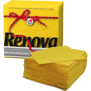 image:imageRenova Colored Dinner Disposable Paper Napkins Folded 1Ply 2 Sets of 70 Napkins YellowYellow