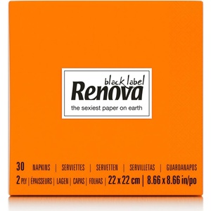 image:imageRenova Cocktail Paper Napkins Black 2Ply 30 Count 87x 87 Black  Soft and Absorbent 2ply party napkins dinners parties weddings and events table decor gift readyOrange