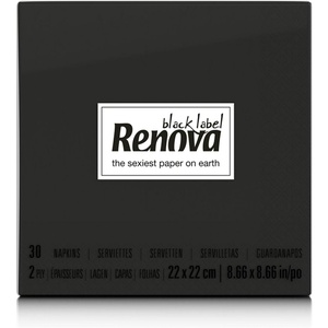 image:imageRenova Cocktail Paper Napkins Black 2Ply 30 Count 87x 87 Black  Soft and Absorbent 2ply party napkins dinners parties weddings and events table decor gift readyBlack