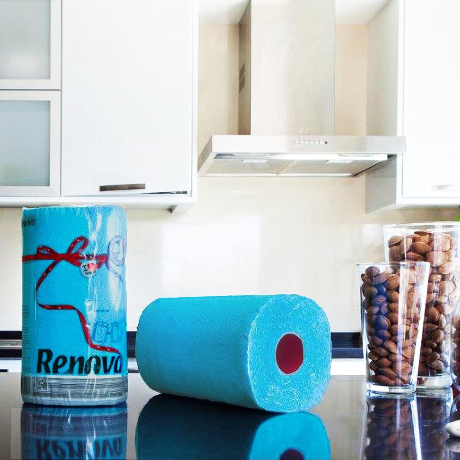 image:imageRenova Colored Paper Towel Bundle 2 Jumbo Rolls Red amp Blue 2Ply 120 Sheets Each FSC Certified Decorative Kitchen Paper Towels