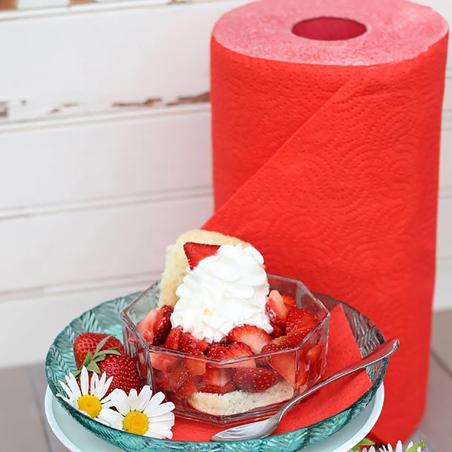 image:imageRenova Colored Paper Towel Bundle 2 Jumbo Rolls Red amp Blue 2Ply 120 Sheets Each FSC Certified Decorative Kitchen Paper Towels