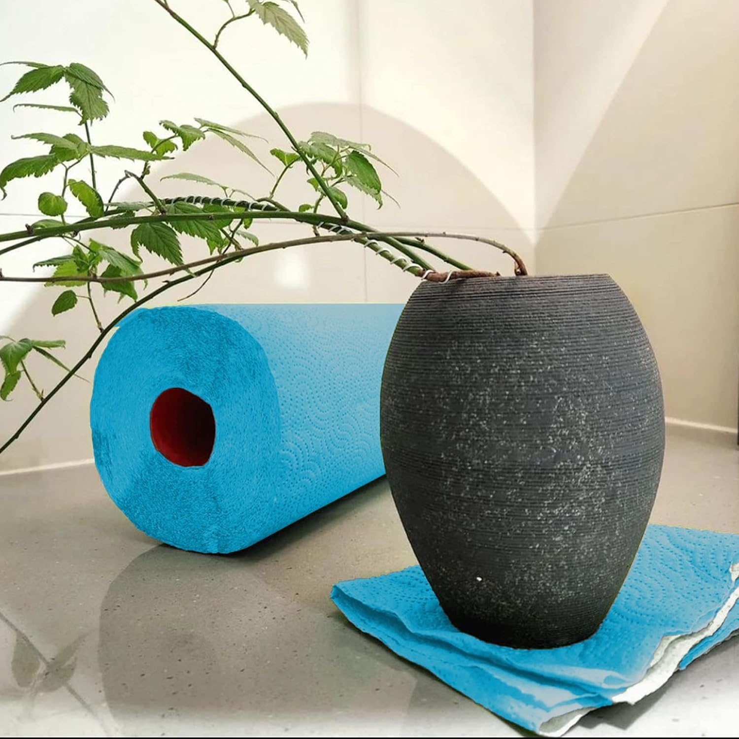 image:imageRenova Colored Paper Towel Bundle 2 Jumbo Rolls Red amp Blue 2Ply 120 Sheets Each FSC Certified Decorative Kitchen Paper Towels