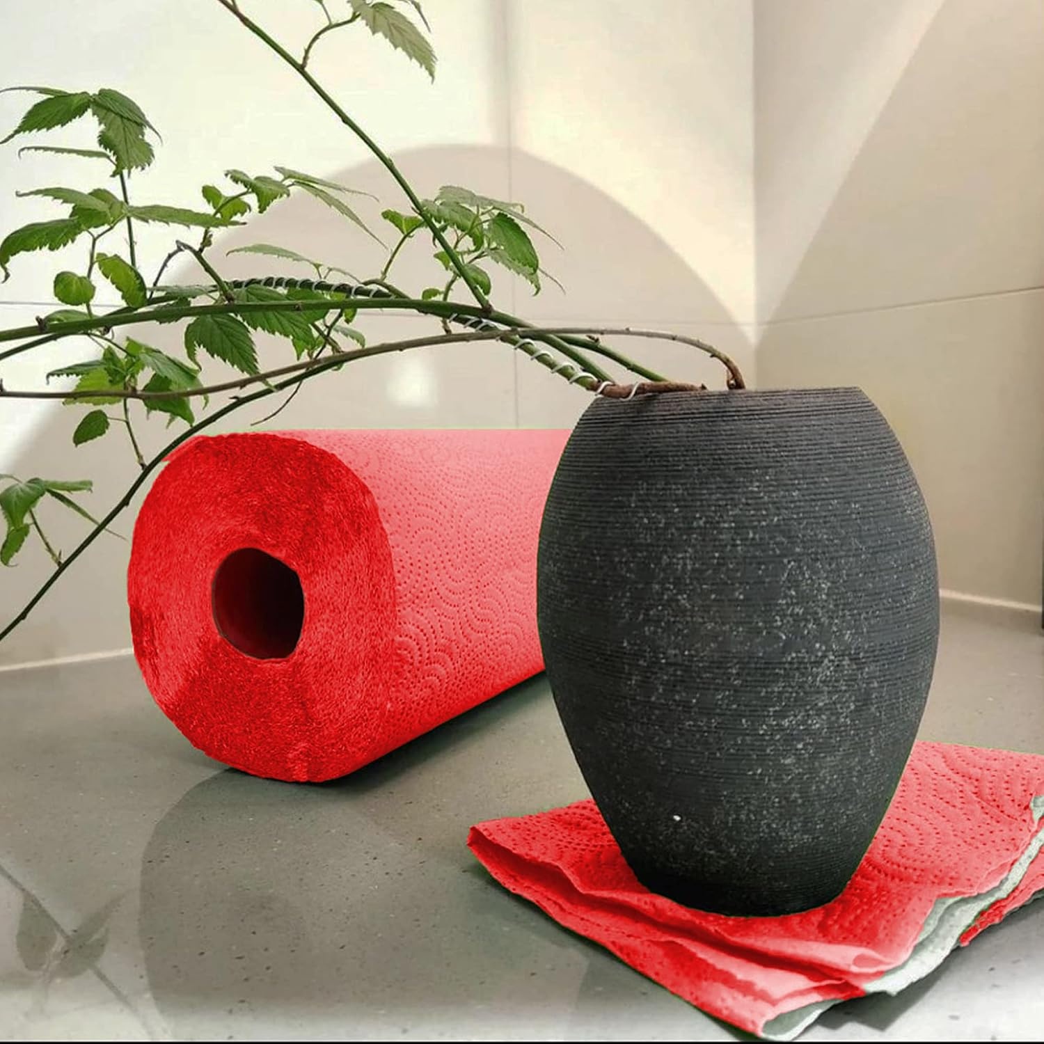 image:imageRenova Colored Paper Towel Bundle 2 Jumbo Rolls Red amp Blue 2Ply 120 Sheets Each FSC Certified Decorative Kitchen Paper Towels