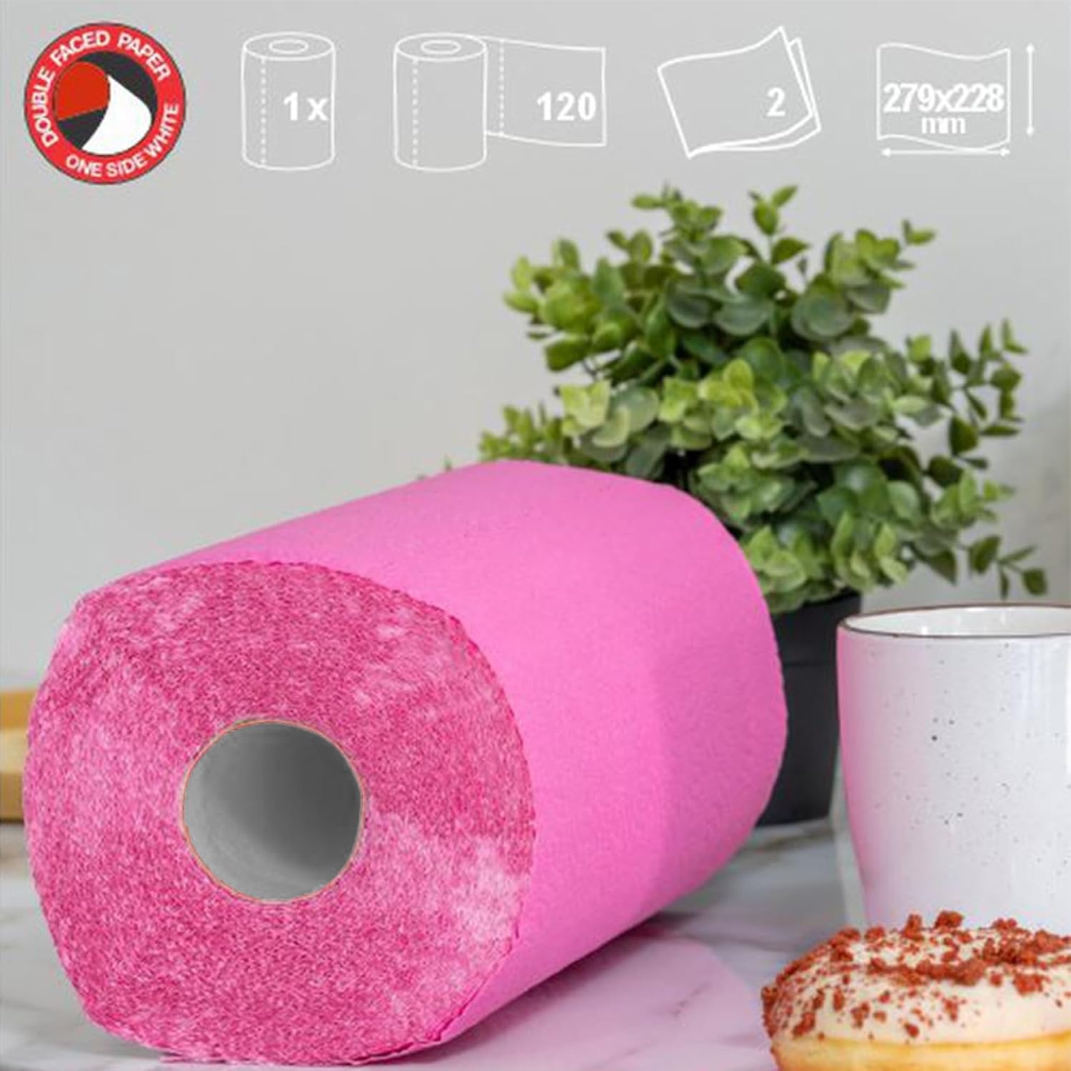 image:imageRenova Colored Paper Towel Jumbo Rolls  2 Ply Sheets for Daily Kitchen Tasks Strong Absorption Compact Roll Design DoubleFaced Paper for Versatile Use 120 Sheets per Roll