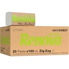 image:imageRenova Renovagreen ZigZag Hand Towels Recycled Paper 2 Ply FSC amp Ecolabel Certified 20 Packs of 180 3600 TowelsCurrent Version