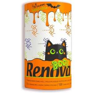 image:imageRenova Halloween Limited Edition Paper Towel Roll 2Ply 120 Sheets Spooky Ghosts or Spiders or Candy Designs