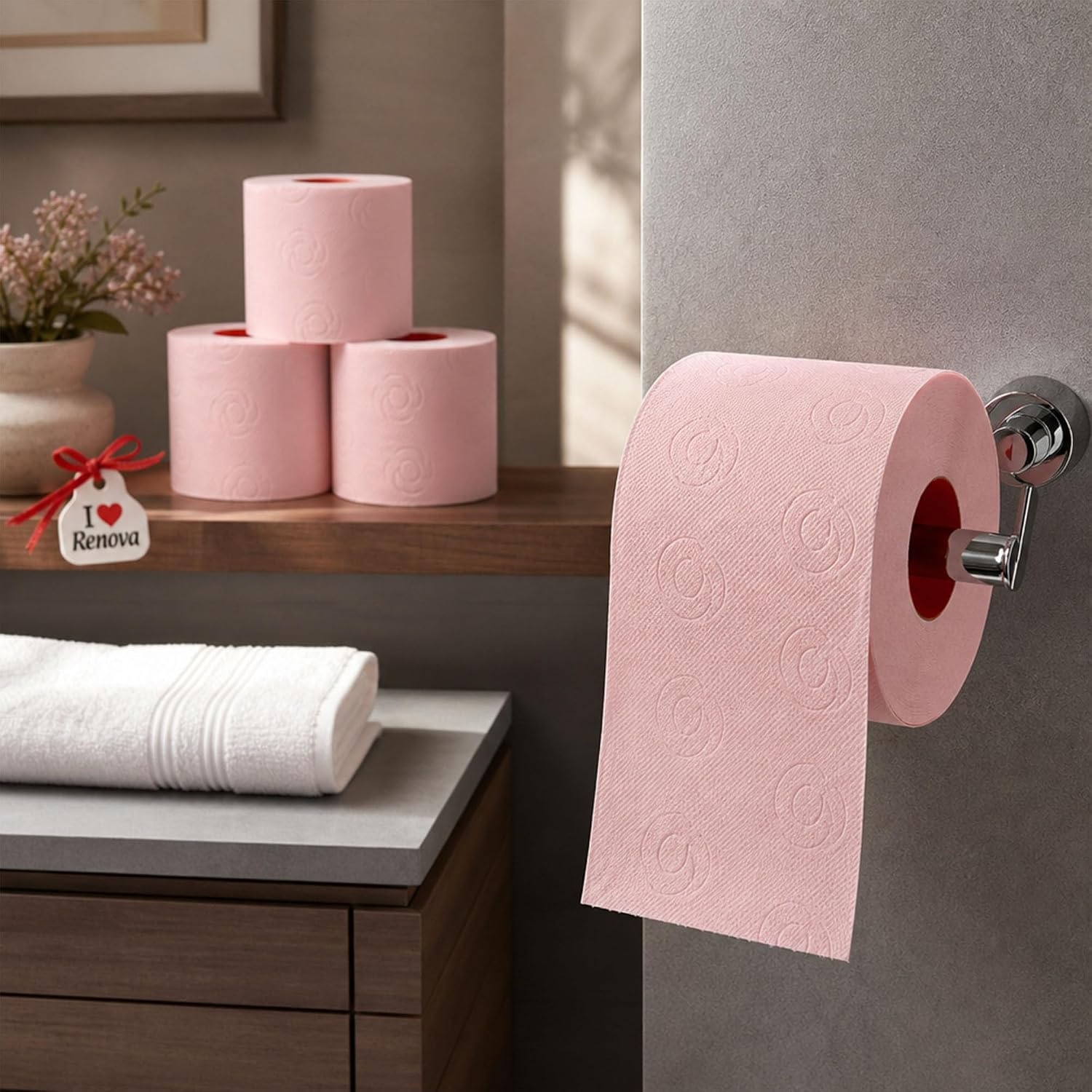 image:imageRenova Colored Toilet Paper 3Ply 4 Jumbo Rolls Per Pack 180 Sheets Per Roll Color Blue Pink Rosa Red Vanilla Lime Green  Multipack Sets Available Red 4 Count 1 PackRosa