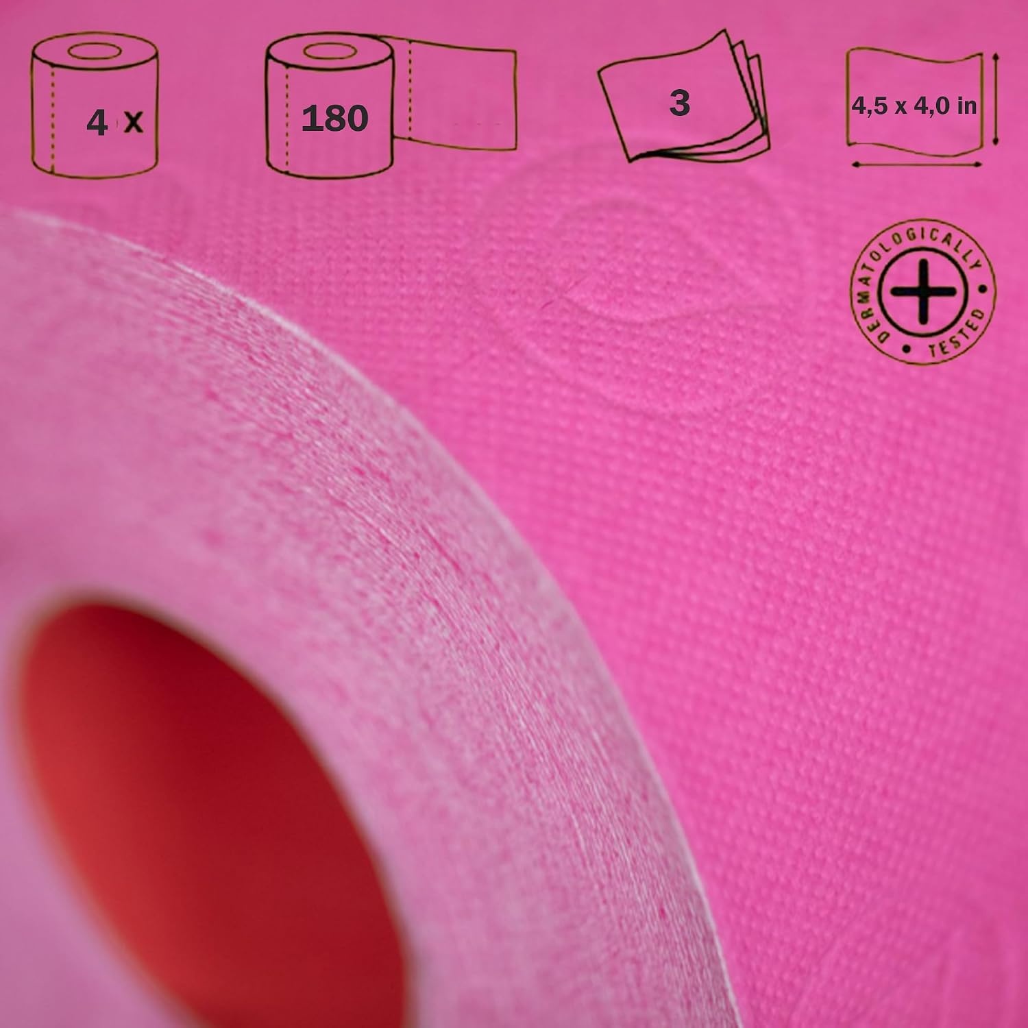 image:imageRenova Colored Toilet Paper 3Ply 4 Jumbo Rolls Per Pack 180 Sheets Per Roll Color Blue Pink Rosa Red Vanilla Lime Green  Multipack Sets Available Red 4 Count 1 PackPink
