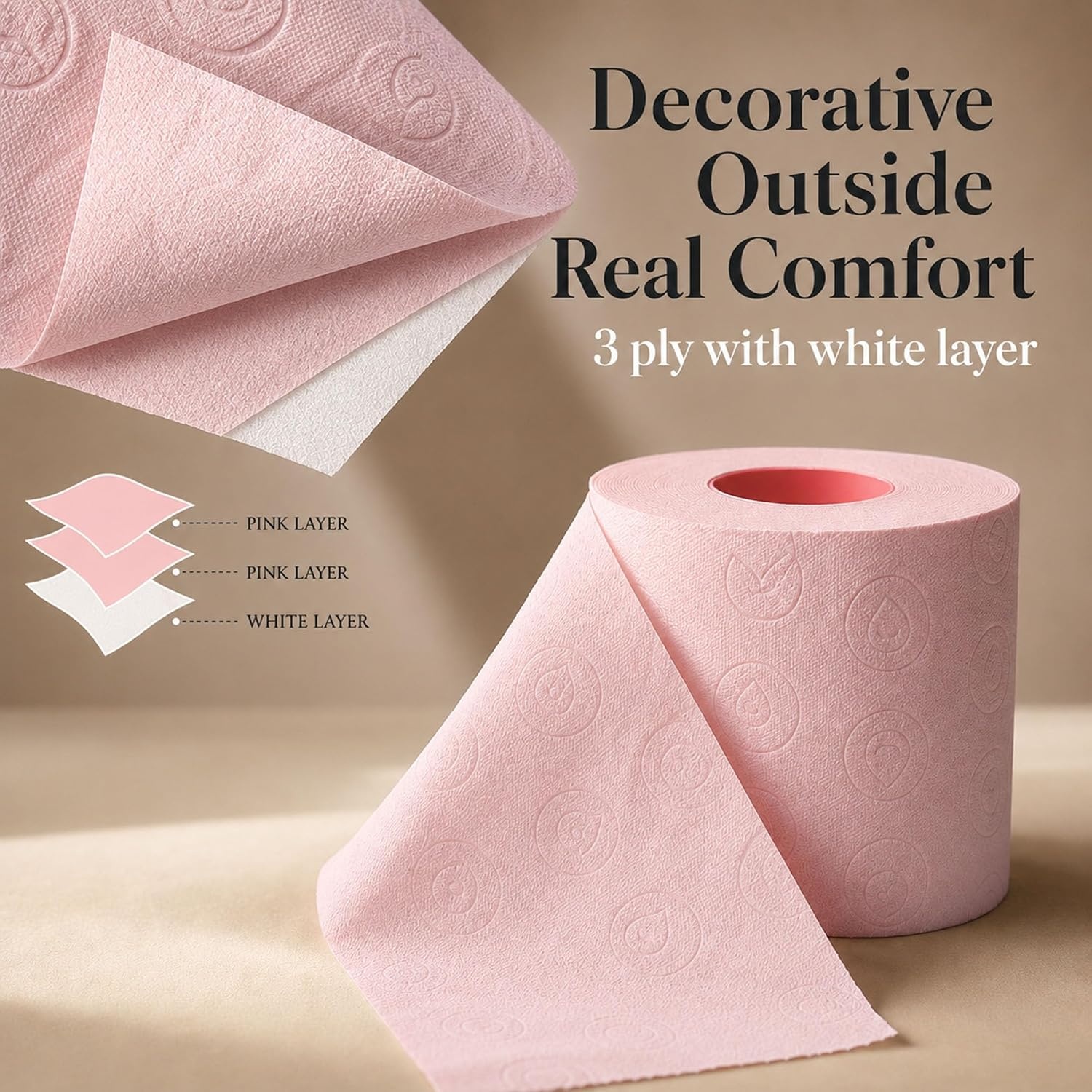 image:imageRenova Colored Toilet Paper 3Ply 4 Jumbo Rolls Per Pack 180 Sheets Per Roll Color Blue Pink Rosa Red Vanilla Lime Green  Multipack Sets Available Red 4 Count 1 PackRosa