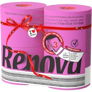image:imageRenova Colored Toilet Paper 3Ply 4 Jumbo Rolls Per Pack 180 Sheets Per Roll Color Blue Pink Rosa Red Vanilla Lime Green  Multipack Sets Available Red 4 Count 1 PackPink