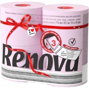 image:imageRenova Colored Toilet Paper 3Ply 4 Jumbo Rolls Per Pack 180 Sheets Per Roll Color Blue Pink Rosa Red Vanilla Lime Green  Multipack Sets Available Red 4 Count 1 PackLight Pink