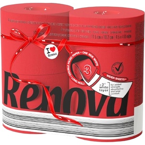 image:imageRenova Colored Toilet Paper 3Ply 4 Jumbo Rolls Per Pack 180 Sheets Per Roll Color Blue Pink Rosa Red Vanilla Lime Green  Multipack Sets Available Red 4 Count 1 PackRed