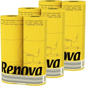 image:imageRenova Toilet Paper RollScented3 Packs18 Rolls Soft Colored Pink  3Ply Soft Tissue EcoLabel Certified Dermatologically Tested Septic Safe Sustainable amp Soft 140 Sheets per RollYellow