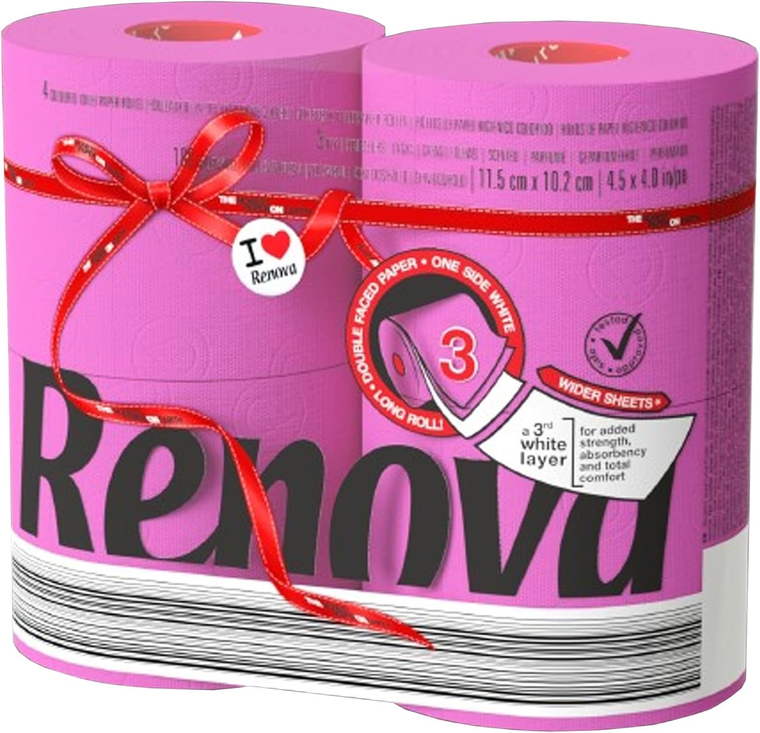 image:imageRenova Colored Toilet Paper 3Ply 4 Jumbo Rolls Per Pack 180 Sheets Per Roll Color Blue Pink Rosa Red Vanilla Lime Green  Multipack Sets Available Pink 16 Count 4 Packs of 4 4 Packs