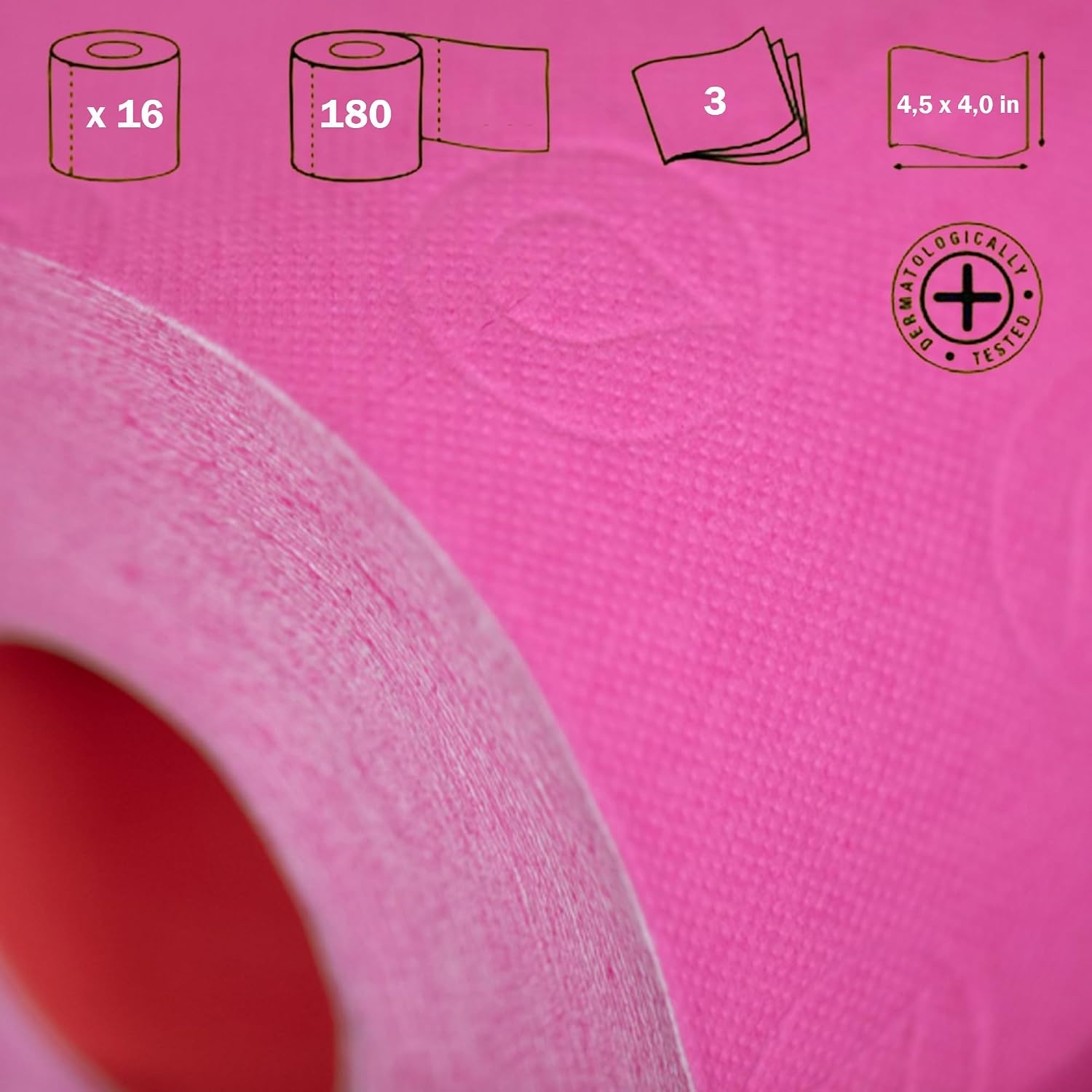 image:imageRenova Colored Toilet Paper 3Ply 4 Jumbo Rolls Per Pack 180 Sheets Per Roll Color Blue Pink Rosa Red Vanilla Lime Green  Multipack Sets Available Pink 16 Count 4 Packs of 4 4 Packs