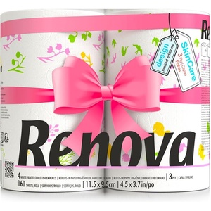 image:imageExperience the Vibrant Beauty of Renova Design Spring Limited Edition Toilet Paper Floral amp Colorful Illustrations White Paper for a Fresh Look 160 Sheets per Roll 4 Rolls per Pack FSC Certified
