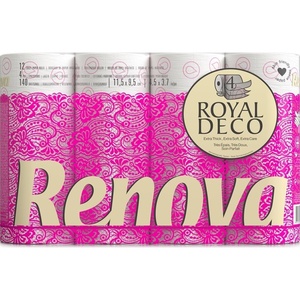 image:imageRENOVA Toilet Paper 4 Layers 12 Rolls Decorated White Scented  4ply decorated and scented white paper 12 rolls decoration and aroma soft ultrasoft and durable premium1