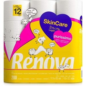 image:imageRenova Skin Care Purissimo Toilet Paper  12 Rolls Pure White12 count Pack of 1