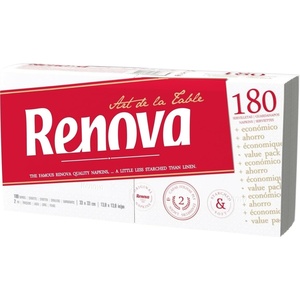 image:imageRenova Art de la Table Paper Napkins  180 White Napkins  Standard Size  2 Ply