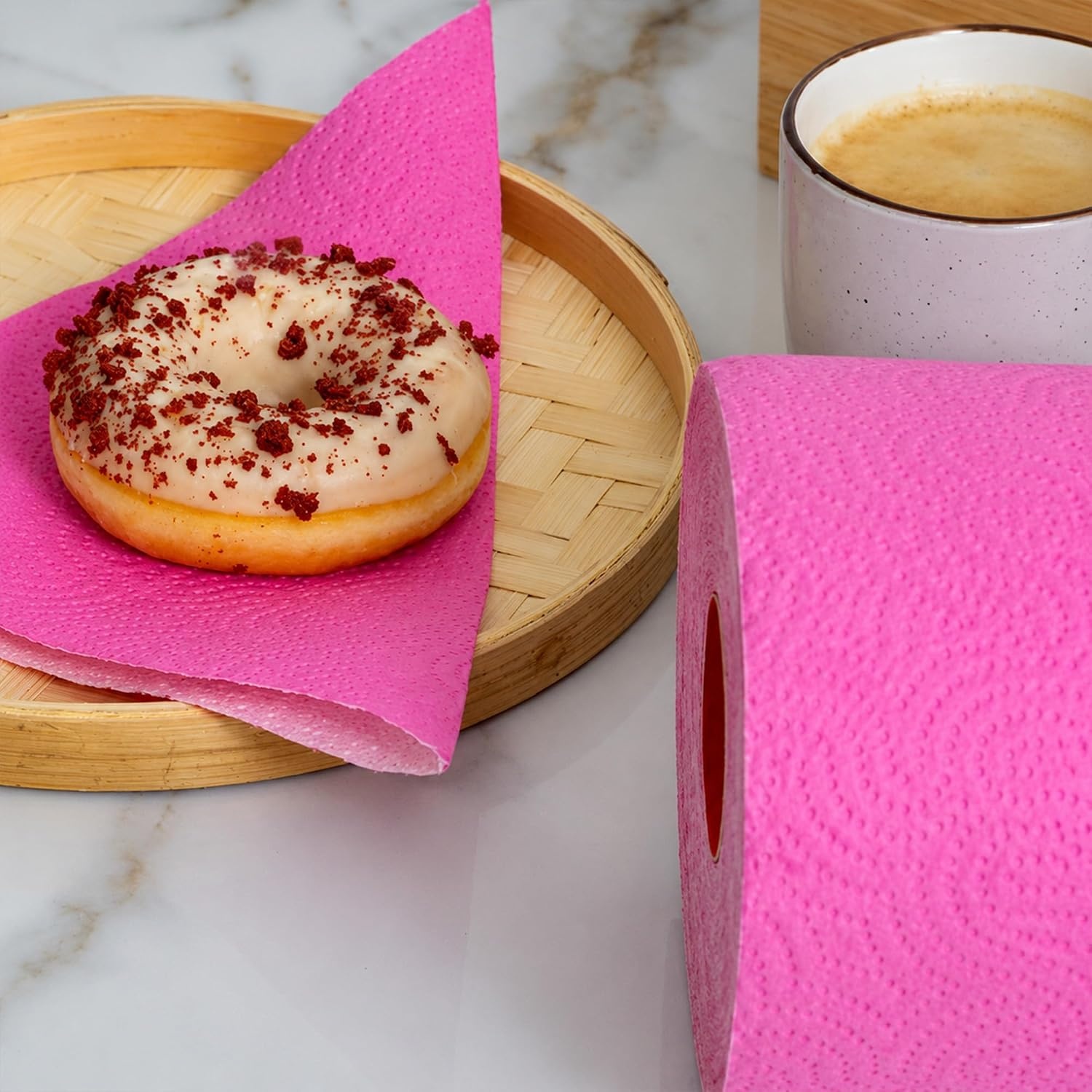 image:imageRenova Colored Paper Towel Jumbo Rolls  2 Ply Sheets for Daily Kitchen Tasks Strong Absorption Compact Roll Design DoubleFaced Paper for Versatile Use 120 Sheets per Roll Mint 3 RollsPink
