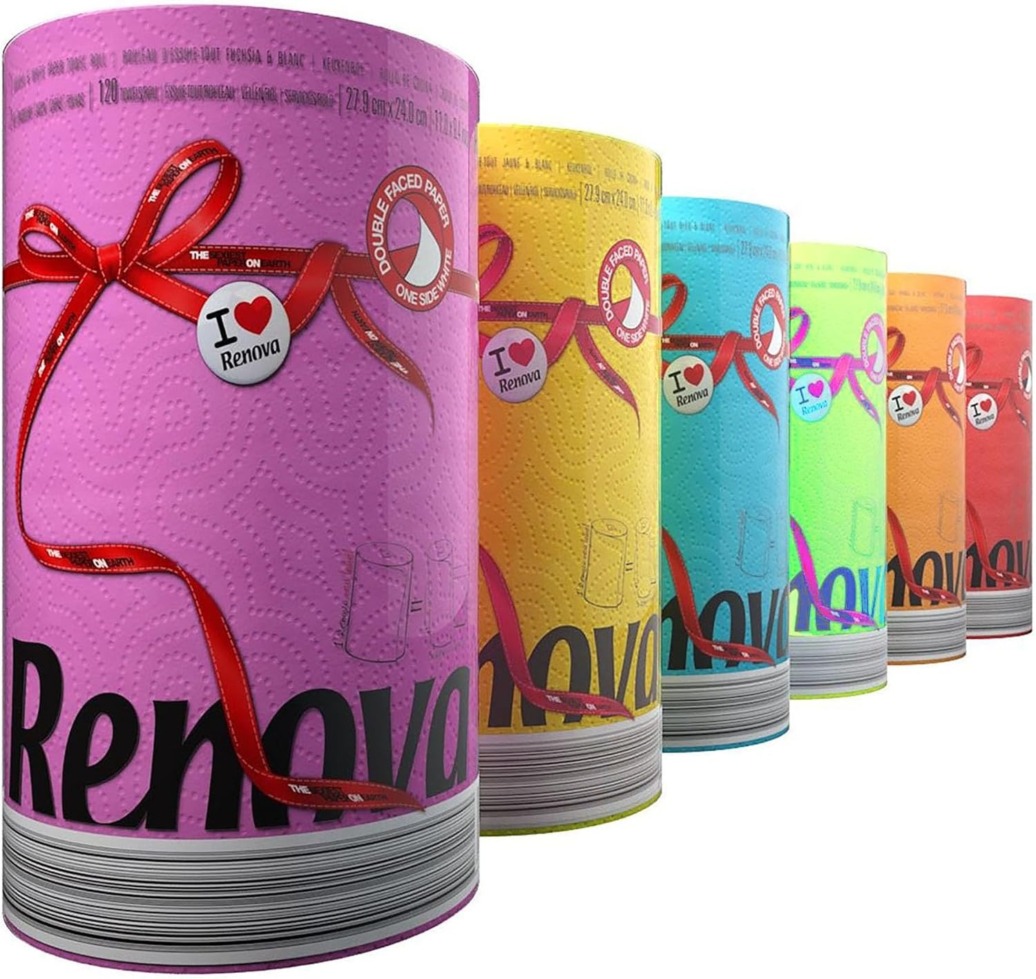 image:imageRenova Colored Paper Towel Jumbo Rolls  2 Ply Sheets for Daily Kitchen Tasks Strong Absorption Compact Roll Design DoubleFaced Paper for Versatile Use 120 Sheets per Roll Mint 3 RollsPink