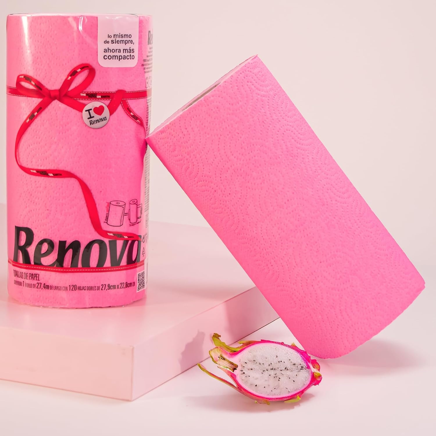 image:imageRenova Colored Paper Towel Jumbo Rolls  2 Ply Sheets for Daily Kitchen Tasks Strong Absorption Compact Roll Design DoubleFaced Paper for Versatile Use 120 Sheets per Roll Mint 3 RollsPink