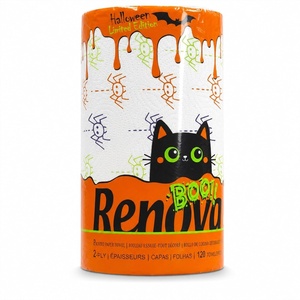 image:imageRenova Halloween Kitchen Paper Towel 1 Jumbo Roll 2ply 120 Sheets   Spider Napkins  Ghost Paper Napkins  Treats Designs for Halloween Decor Idea